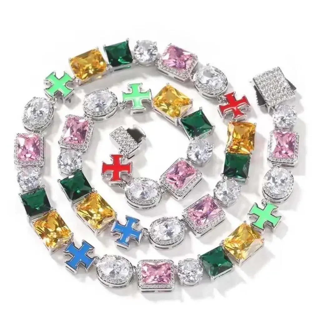 Multi Color Cross Link Necklace 2649